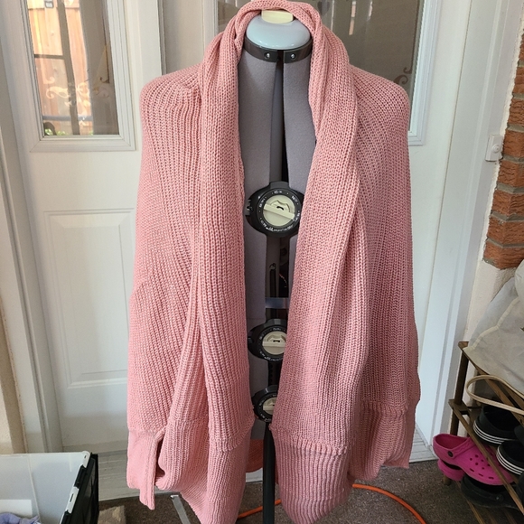 SIZE 2X SHEIN CURVE PLUS OPEN FRONT CARDIGAN COCOON SWEATER DUSTY PINK - Picture 1 of 7